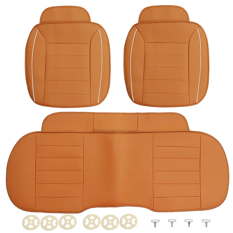 Snow 3pcs PU Leather Car Front Rear Seat Covers Universal Seat Protector Seat Cushion Pad Mat
