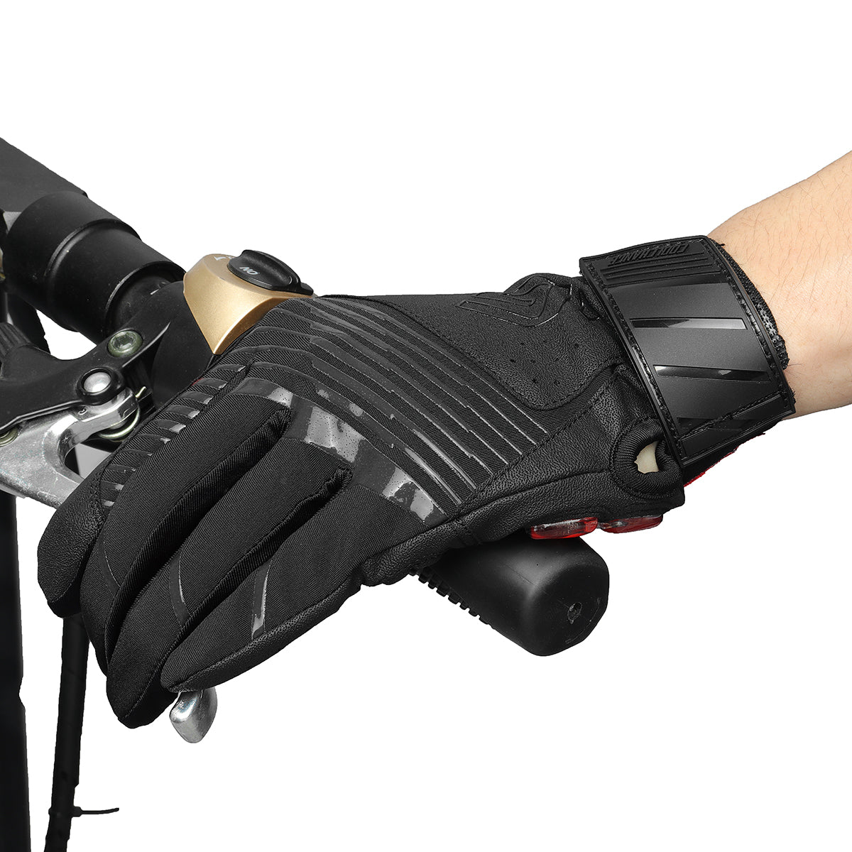 Dark Slate Gray Winter Warm Full Finger Gloves Motorcycle Touch Screen Waterproof Gel Pad PU Leather