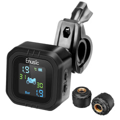 Dark Slate Gray Enusic™ Waterproof LCD Motorcycle TPMS Tire Pressure Monitor System With 2 External Sensor