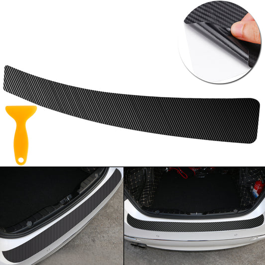 White Carbon Fiber Sticker Vinyl Decal Car Tail Trunk Sill Plate Bumper Guard Protector Cover Trim