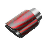 63MM Universal Real Glossy Carbon Fiber Red Exhaust Muffler Tip End Tail Pipe - Auto GoShop