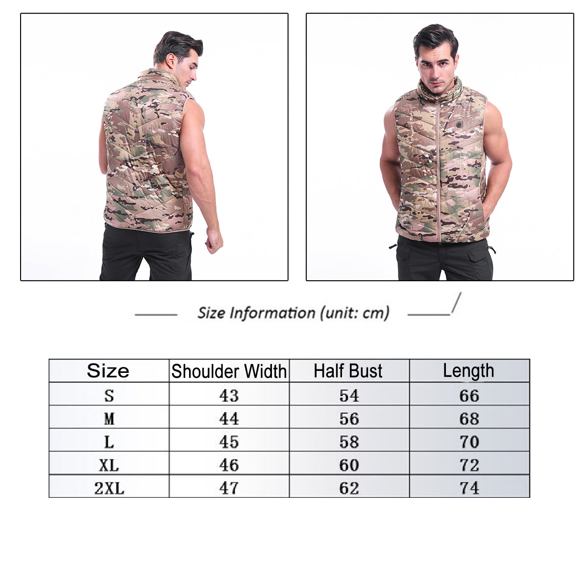 White Smoke USB Security Three-speed Thermostat Electric Vest Camouflage Outdoor Sports Warm