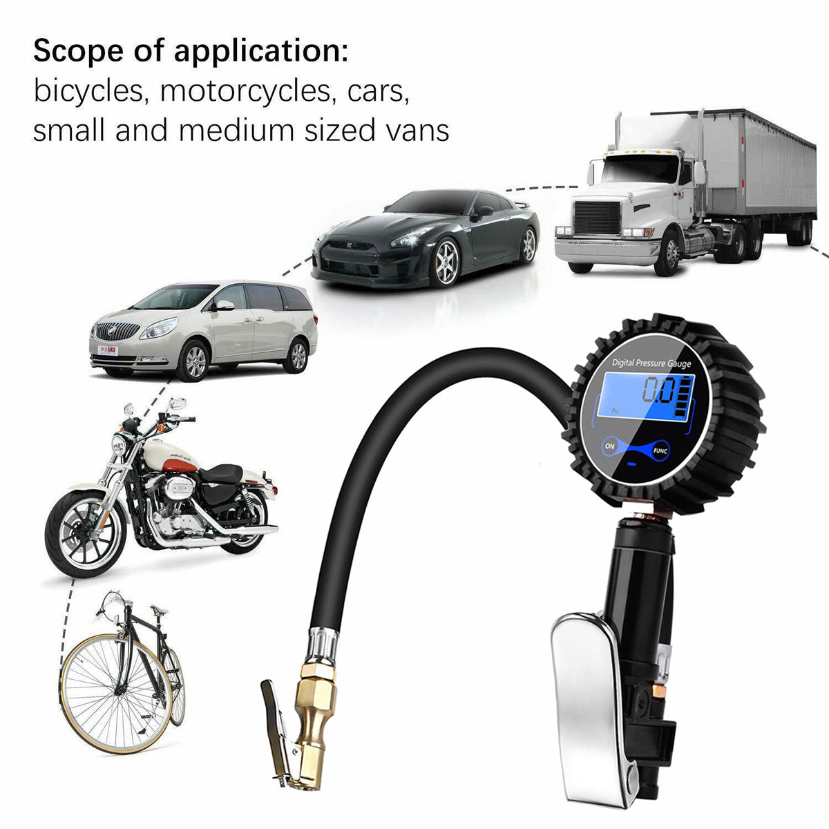 Dark Slate Gray 300Psi LCD Display Digital Tyre Tire Air Pressure Gauge Manometer For Car Truck Motorcycle