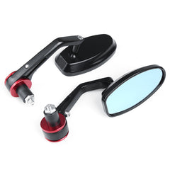 Black 7/8 Inch 22mm Handle Bar Rearview Mirrors For Motorcycle Anti-glare Blue Lenses