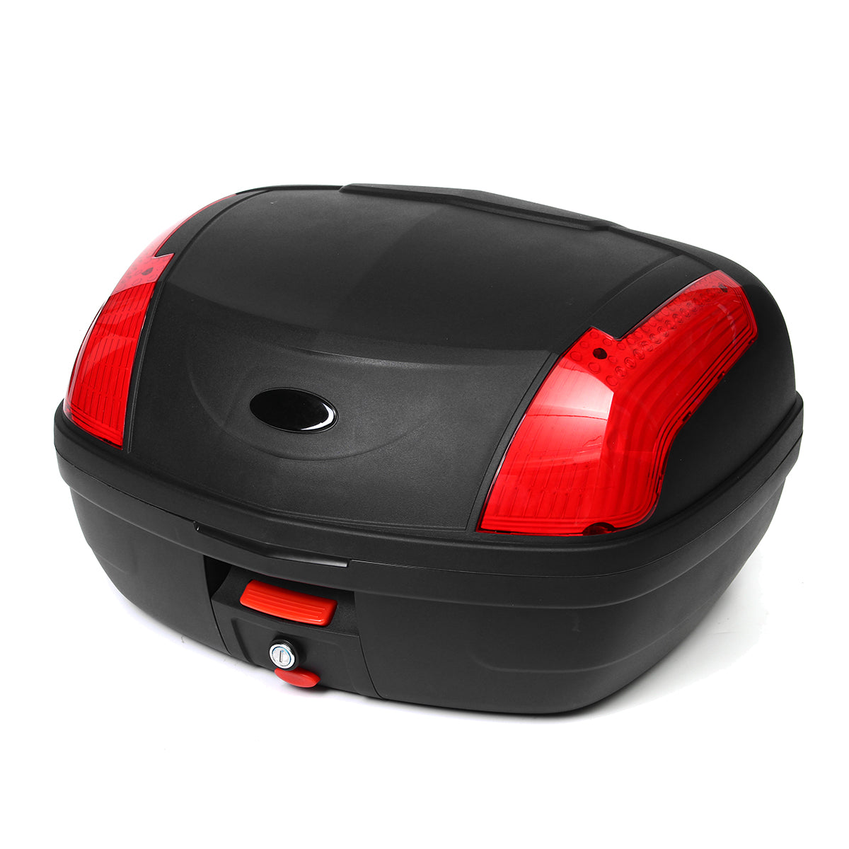 Red 52L Secure Latch Black Motorcycle Scooter Topbox Rear Storage Luggage Top Box