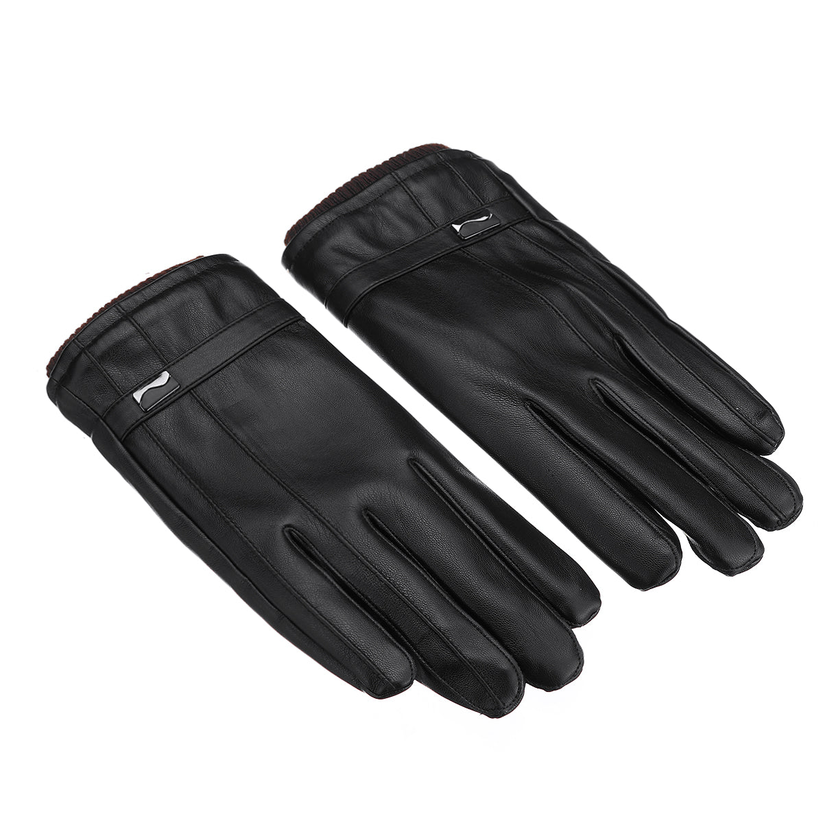Dark Slate Gray Mens Touch Screen Gloves PU Leather Winter Warm Waterproof Fleece Lined Thermal
