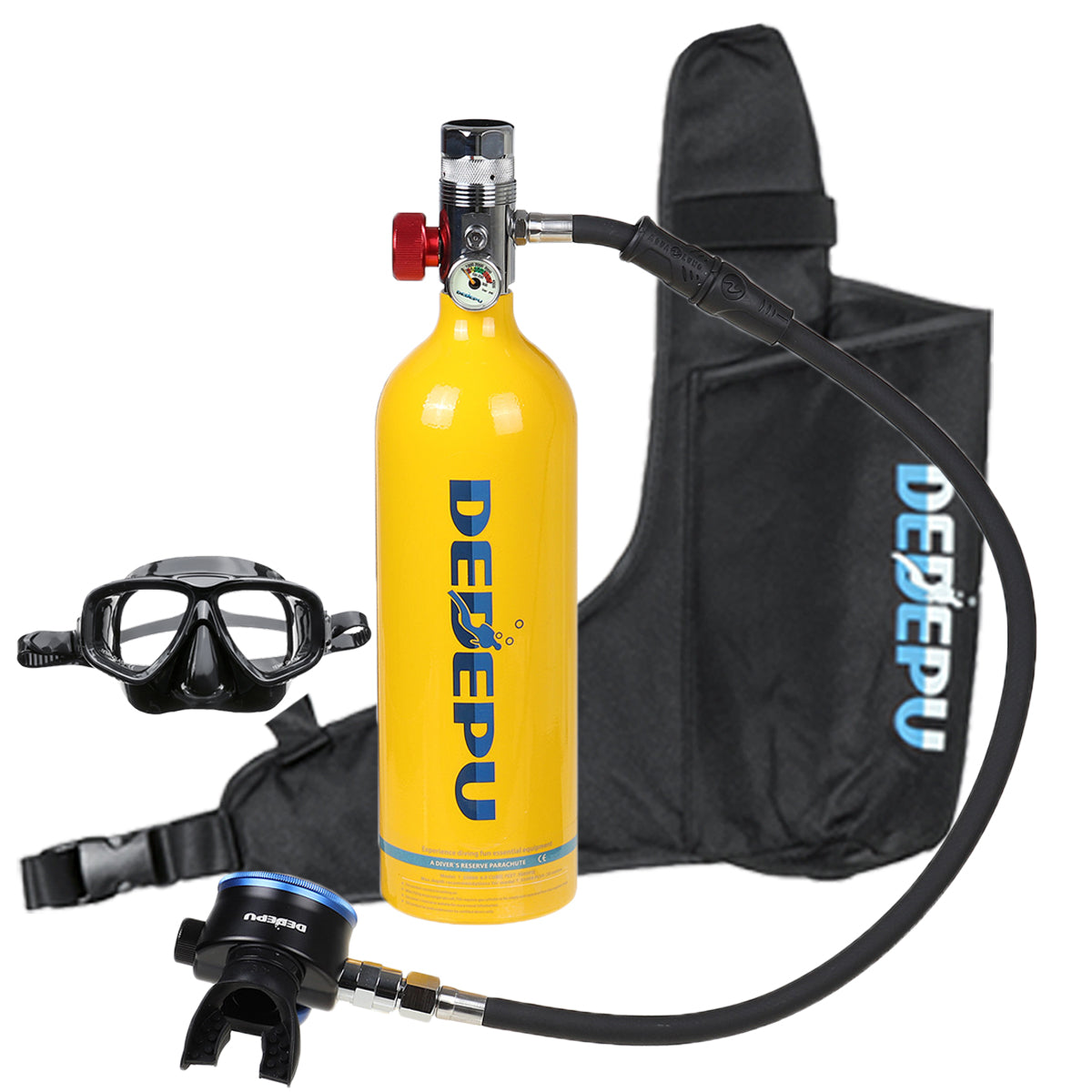 Gold 1L Scuba Oxygen Cylinder Air Tank Underwater Glassess Breathing Equipment Set