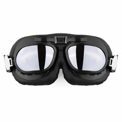 Black Motorcycle Goggles Glasses Vintage Classic Goggles Retro Pilot Cruiser Steampunk UV Protecti
