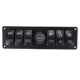 Black 12V-24V 6 Gang LED Digital Voltmeter Marine Ignition Toggle Rocker Switch Panel