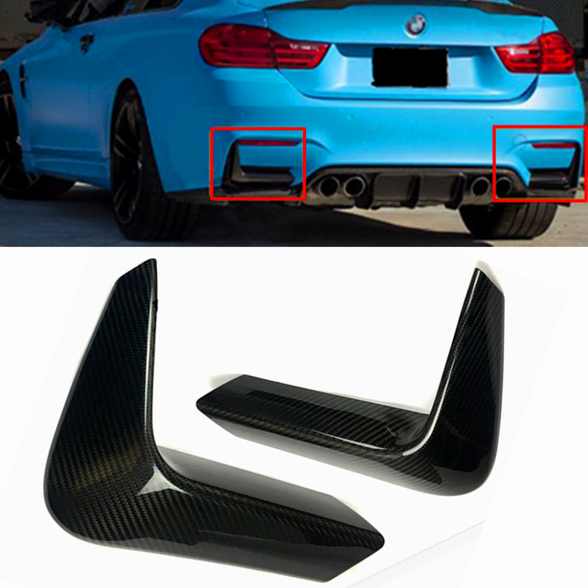 Dark Turquoise Carbon Fiber Rear Bumper Corner Valance Cover For BMW F80 M3 F82 F83 M4 2015-2018