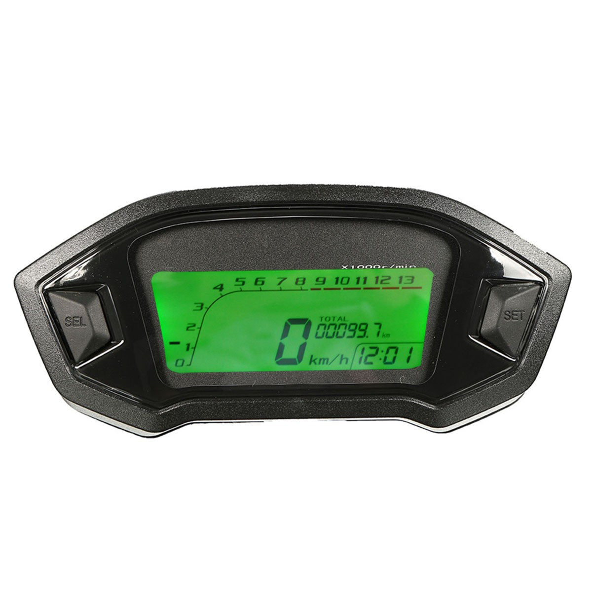 Lime Green Motorcycle Digital Odometer Speedometer Tachometer Gauge LCD Odometer 7 Colors Backlight