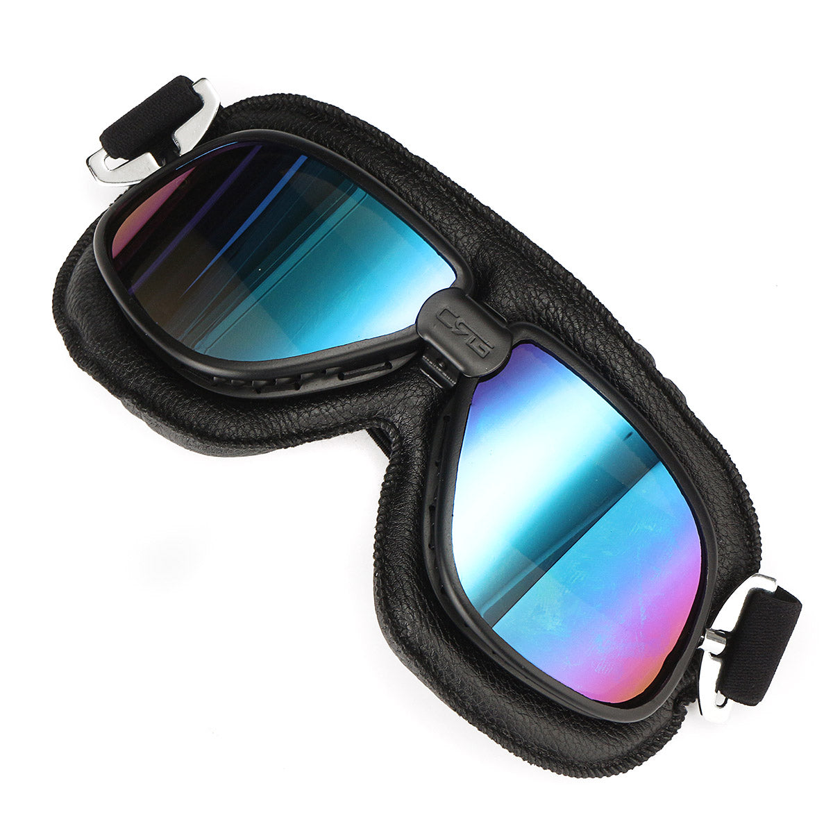 Medium Turquoise Motorcycle Goggles Scooter Helmet Leather Anti UV Fog Protector Glasses