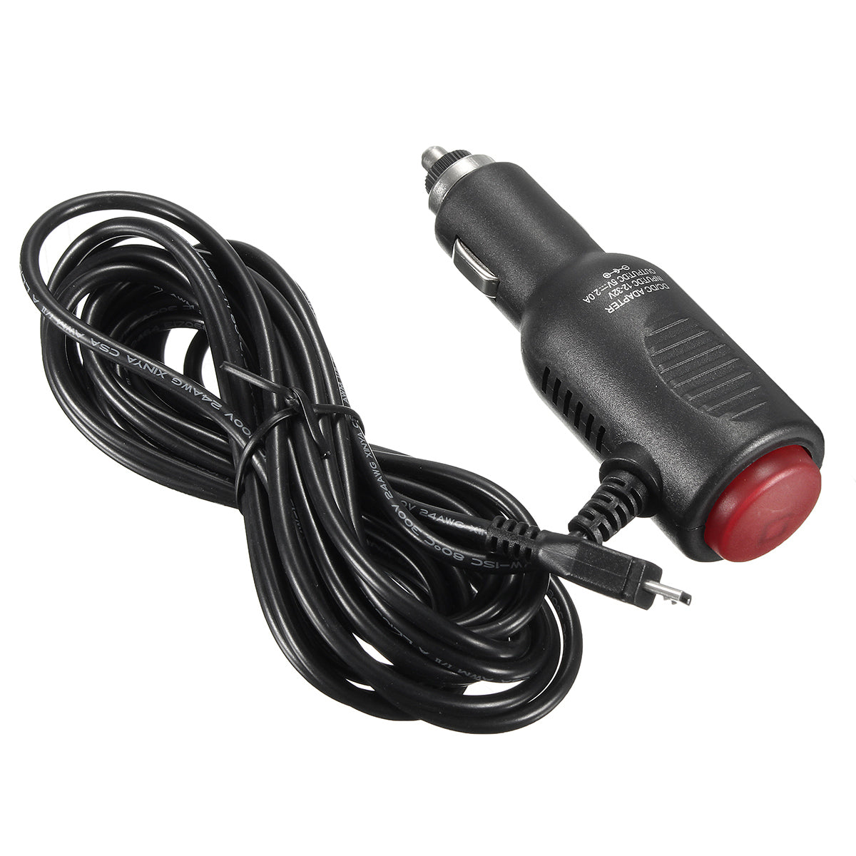 Black 5V 2A Driving Recorder Navigation GPS With Switch Charging Source Car Charger Micro USB