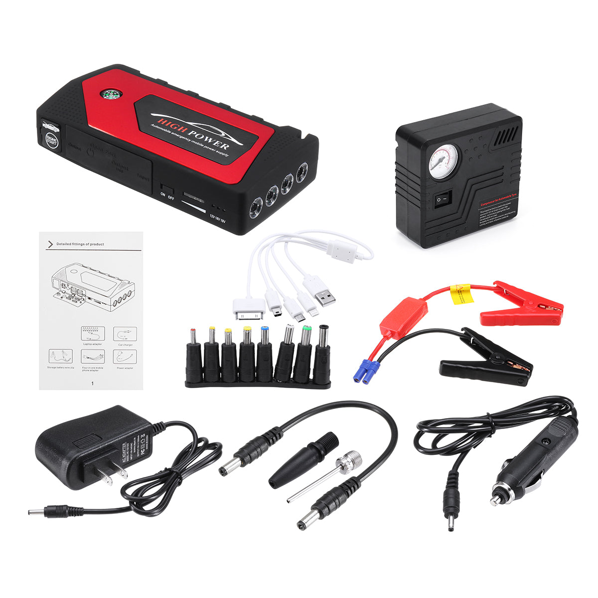 100-240V 68800mAh Multi-Function Power Bank LED Light Portable Auto Jump Starter Emergency - Auto GoShop