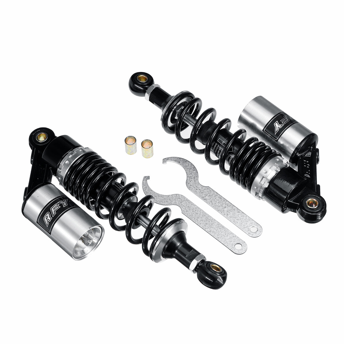 Black Pair Round Hole 400mm 15.75" Motorcycle Rear Air Shock Absorber Suspension Scooter ATV RFY