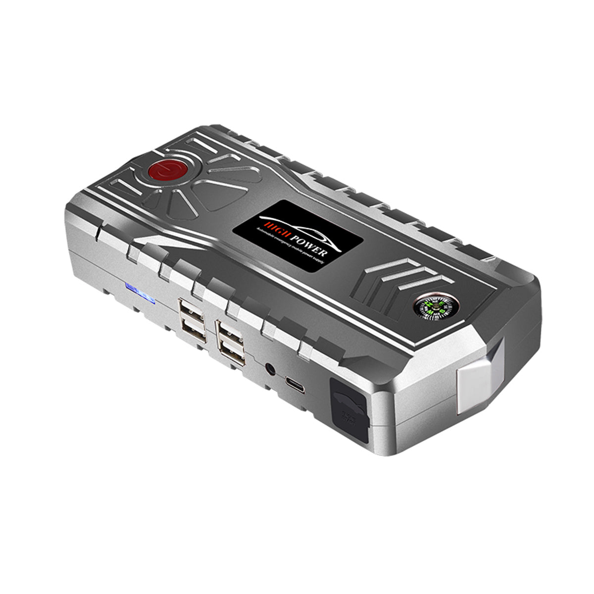 Dim Gray Portable Car Jump Starter 15000mAh 800A Peak Powerbank Emergency Battery Booster Type-C Digital Charger with LED Flashlight USB Port