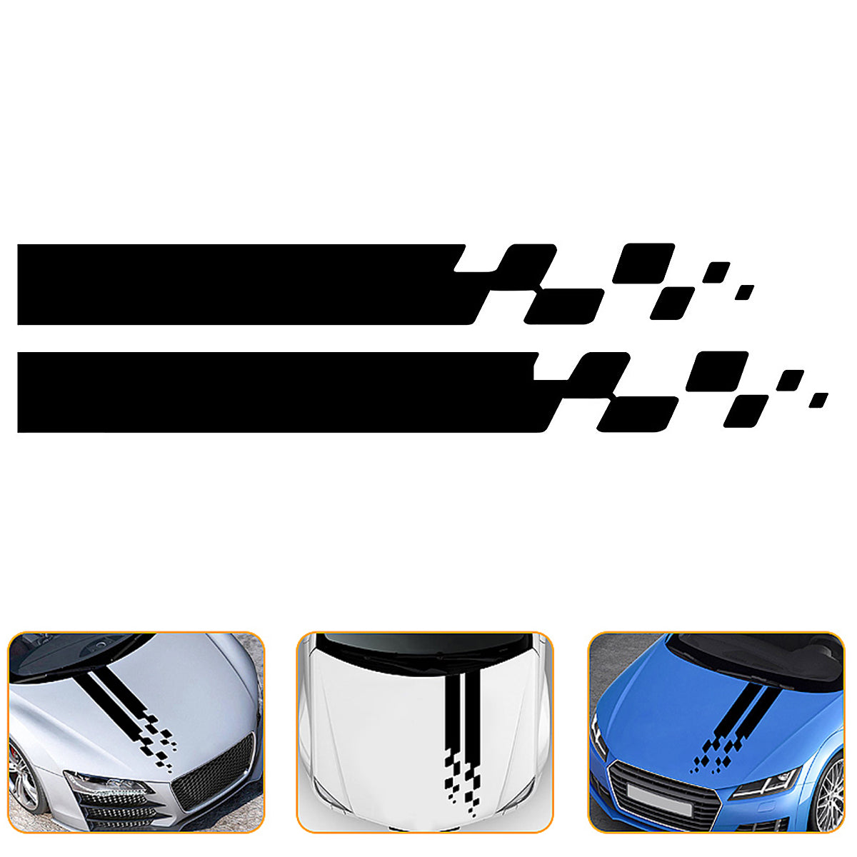 Black Universal Car Auto Hood DIY Sticker Engine Cover Scratched Styling Decal Decoration