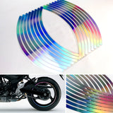 White Smoke 16pcs Tyre Reflective Strips Tape Styling Wheel Sticker Rim For 17Inch 18Inch Car Motorcycle Bike Tire