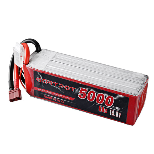 Light Gray GARTPOT 14.8V 5000mAh 50C 4S Lipo Battery T Plug for RC Car