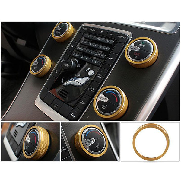 1pcs Car Alu Decorative Covers Stereo A/C Knob Circles Ring for Volvo S60 V60 XC60 S60L S80 V40 - Auto GoShop