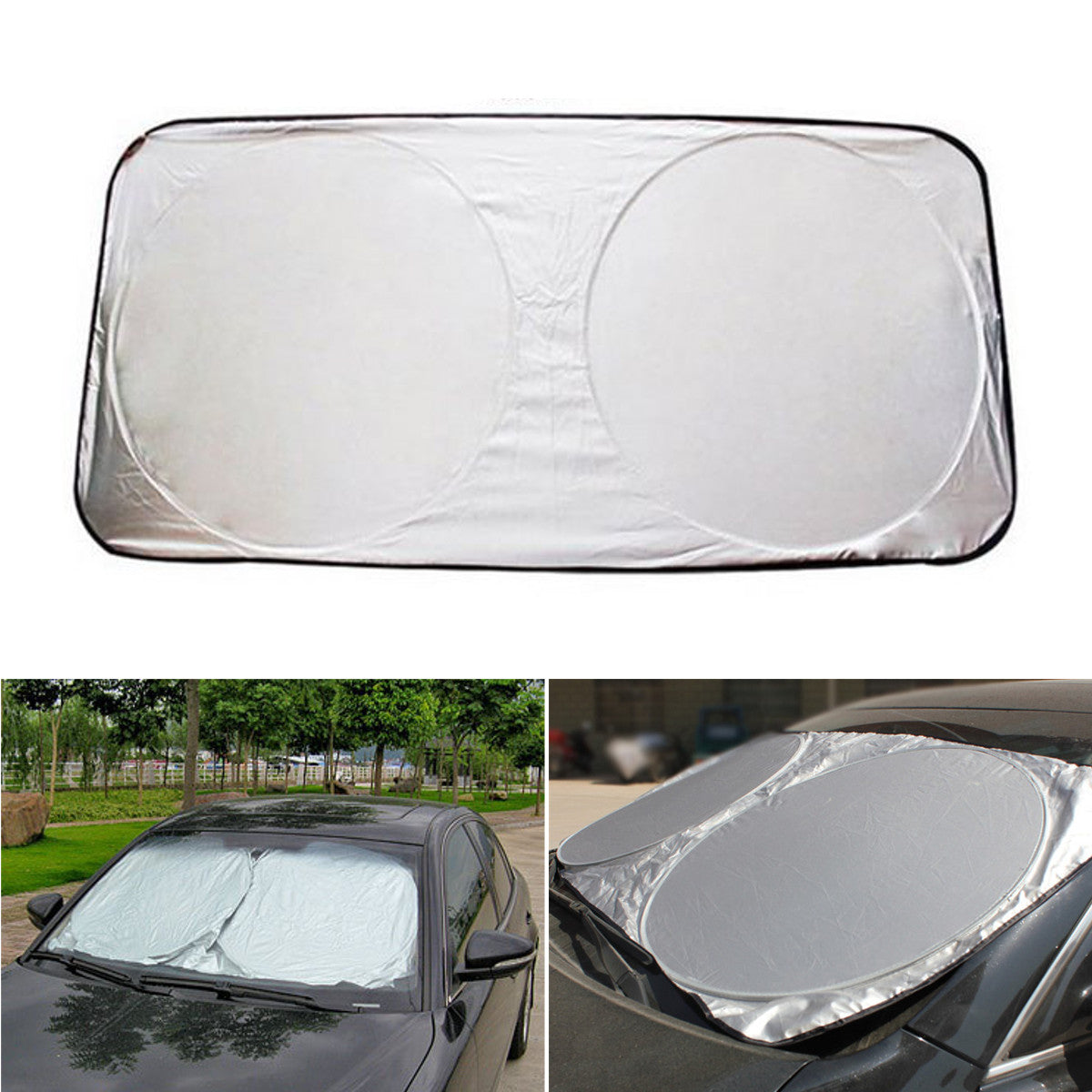 Light Gray 150x80cm Foldable Car Front Windshield Cover Sunshade Visor UV Protection Shield Cover