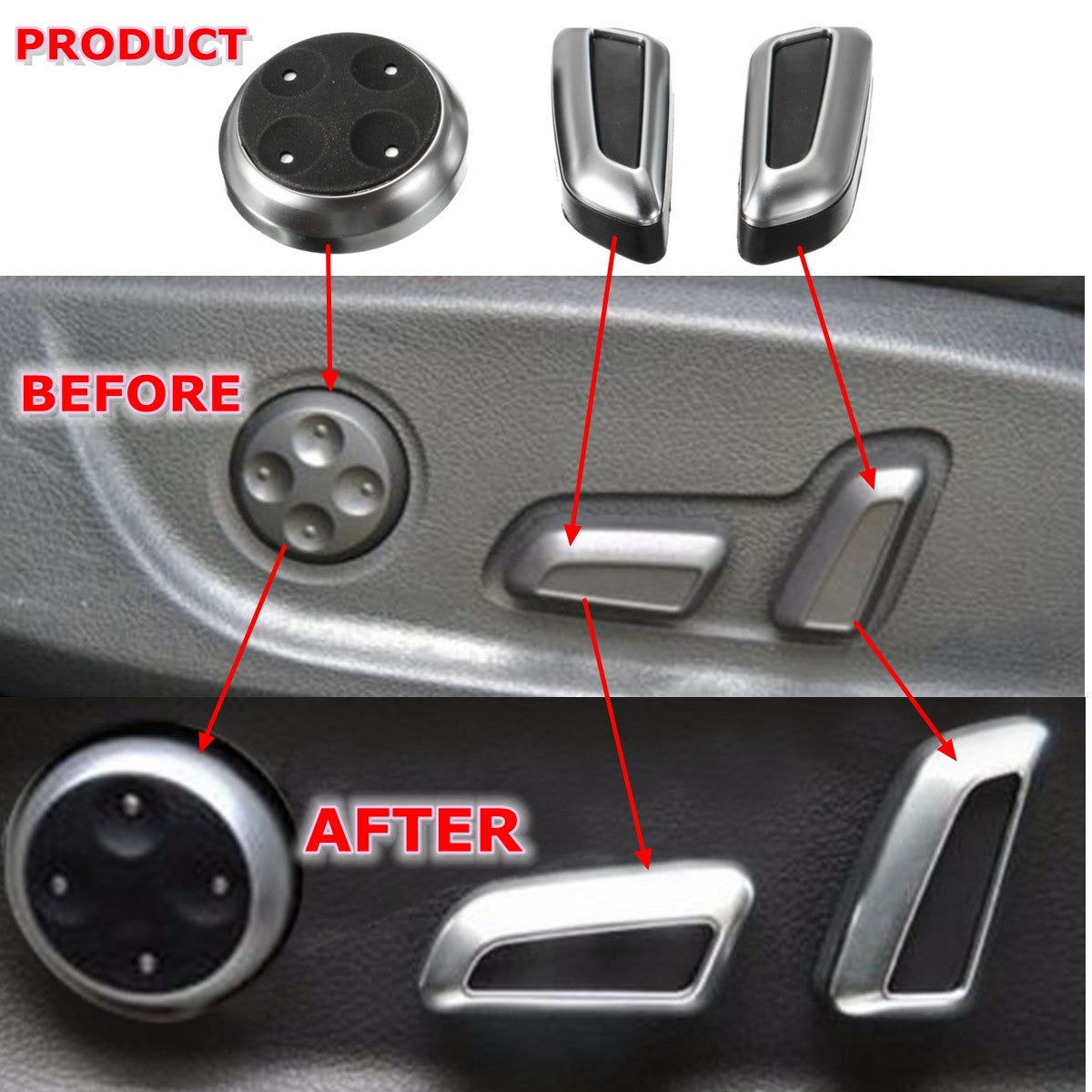 Dim Gray Chrome Seat Adjustment Switch Cover Trims for Audi A3 A4 A5 A6 Q3 Q5 for VW Tiguan