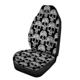 1/2Pcs Skull Print Front Car Truck Seat Cover Fabric Cases Protector Breathable - Auto GoShop