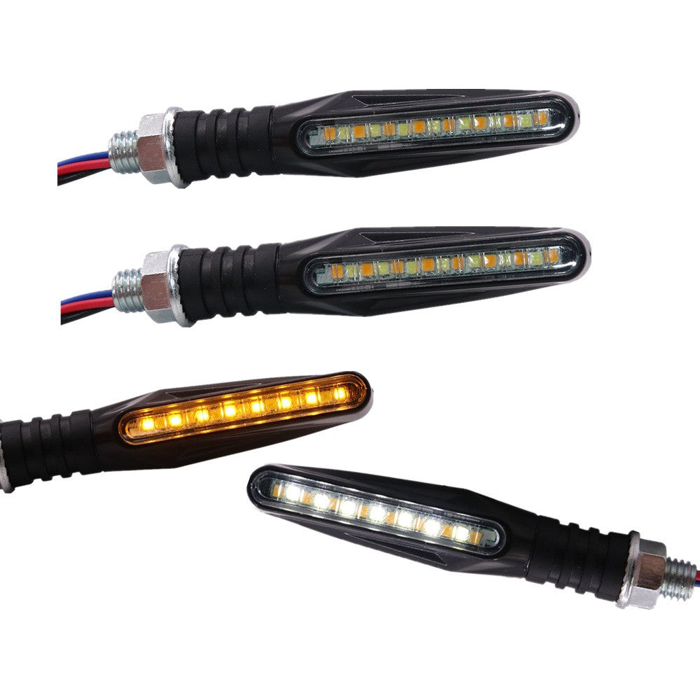 Goldenrod Pair 12V 15LED Motorcycle Flowing Sequential Turn Lights+DRL Lamp Spotlight