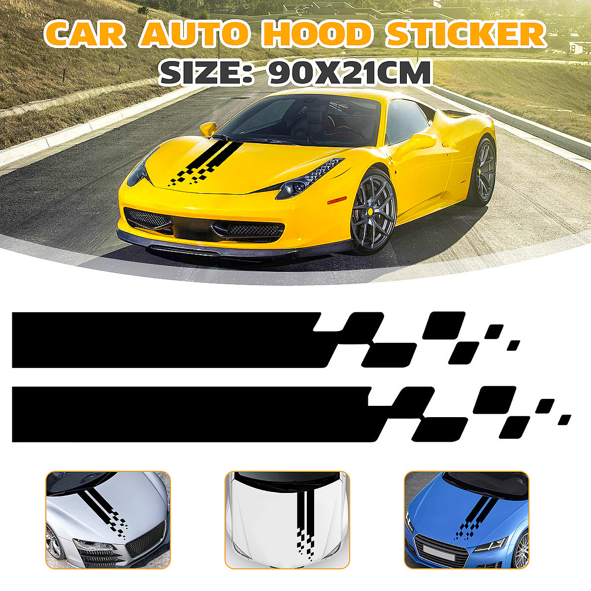 Gold Universal Car Auto Hood DIY Sticker Engine Cover Scratched Styling Decal Decoration