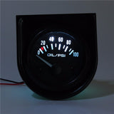 Universal Car Black Pointer Oil Pressure Gauge 0-100 PSI White LED Light 2" 52mm - Auto GoShop