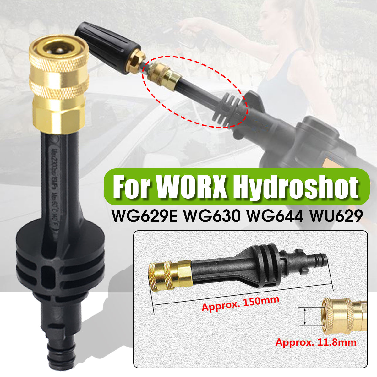 Olive Drab Cleaning Tool Extension Rod Adapter For WORX Hydroshot WG629E WG630 WU629 WG644