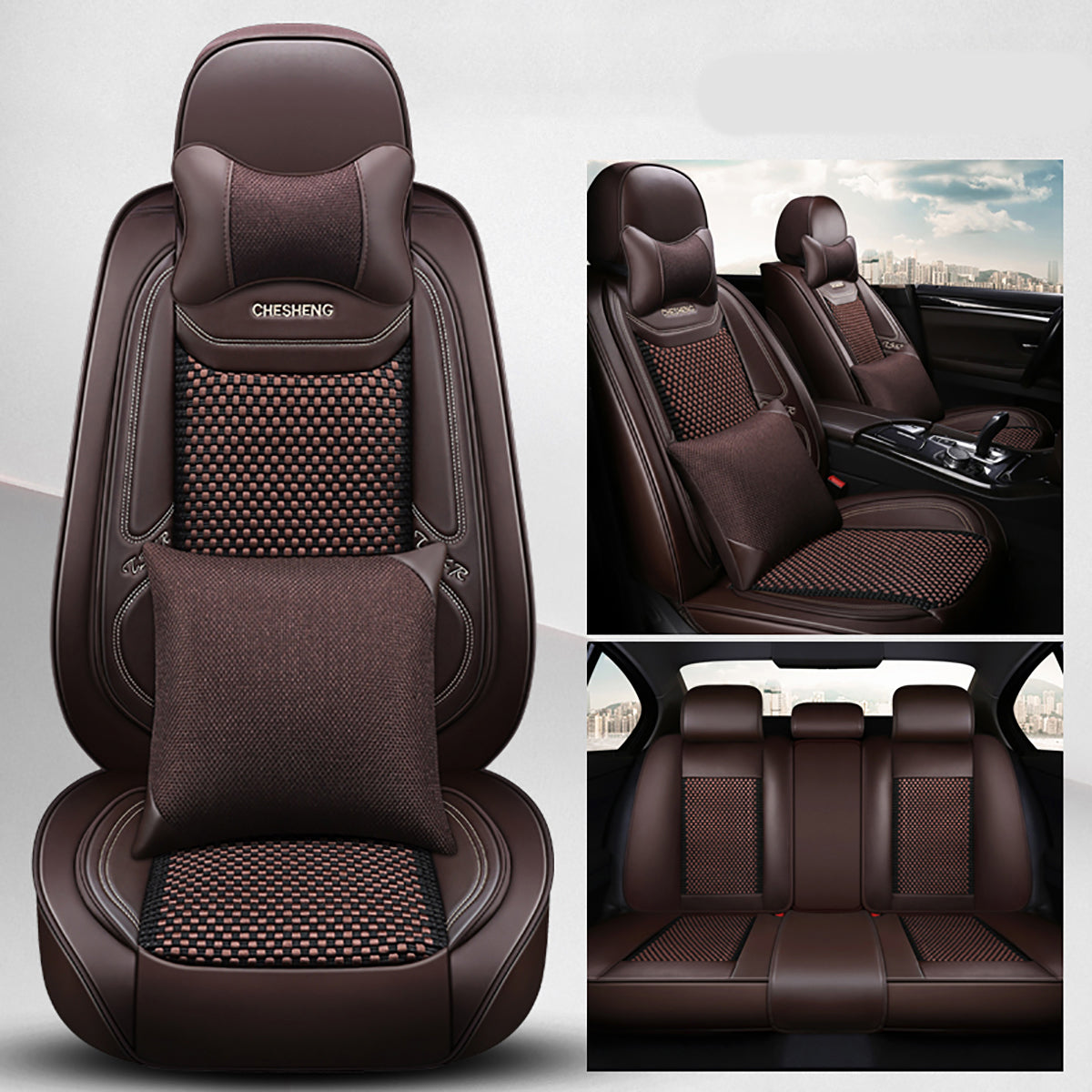 65x55x25CM Four Seasons General Car Seat Cushion Cover Breathable Wear-Resistant Anti-Static PU Leather - Auto GoShop