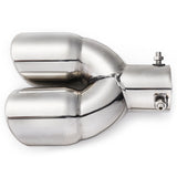 Gray Universal Silver Double Outlet Exhaust Muffler Tip End Tail Pipe
