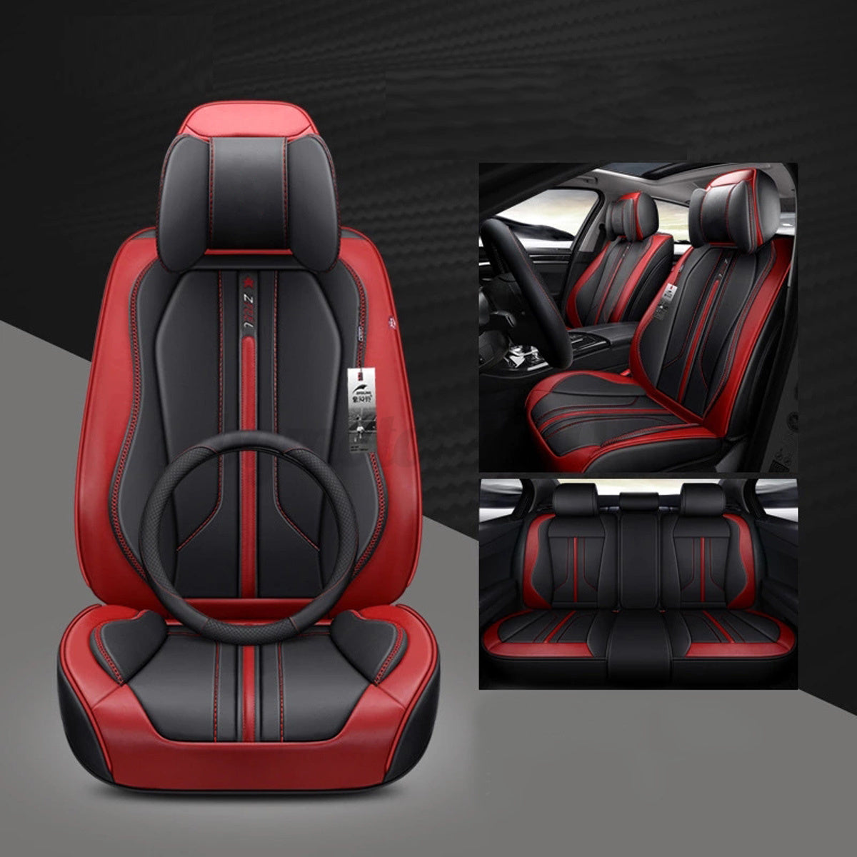 Dark Slate Gray 5 Seat Cover Cushion Set 6D Surround Breathable Luxury Car Seat Protector
