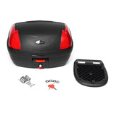 Red 52L Secure Latch Black Motorcycle Scooter Topbox Rear Storage Luggage Top Box