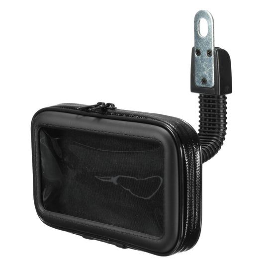 Black 6inch Waterproof Phone Holder GPS Case Motorcycle Rear View Mirror Mount