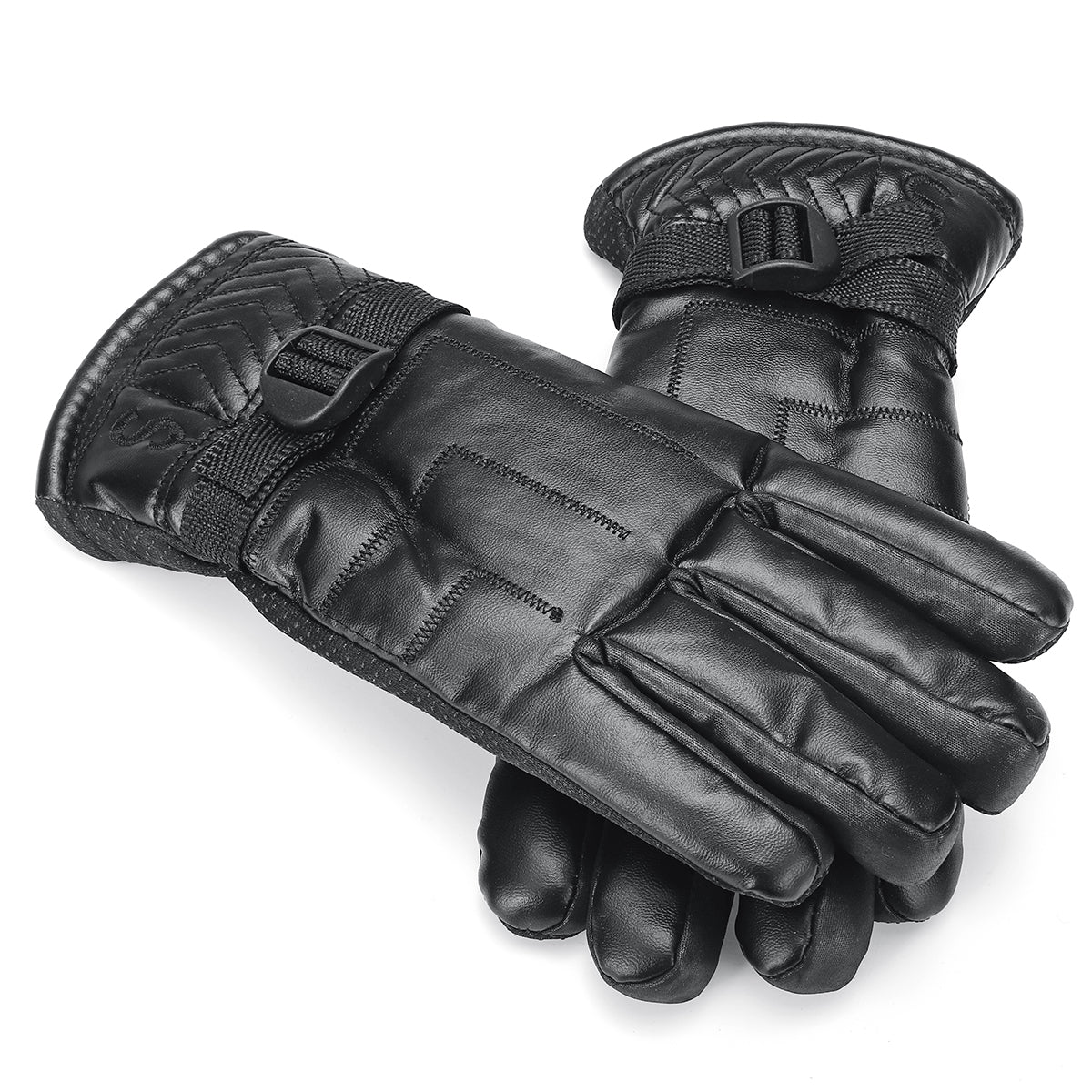 Dim Gray Warm Gloves Mittens Simulation Leather Full Fluff Windproof Motorcycle Cold Protection