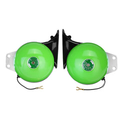 Yellow Green 2pcs 12V 350dB Electric Bull Horn Metal Super Loud Raging Sound Waterproof For Car Truck Motorcycle Boat