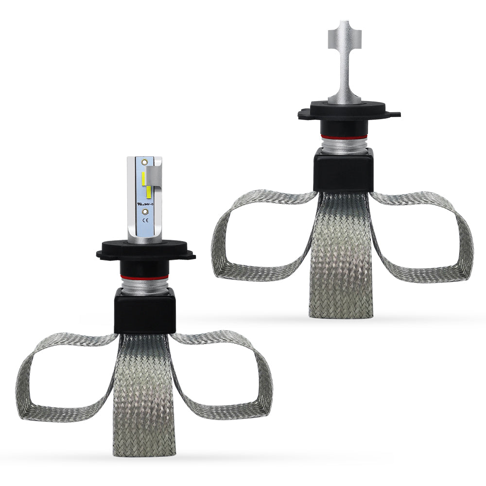 Black Roadsun™ 2pcs 12V/24V T8 LED Bulb H1/H4/H7/H11/9005/9006 White Headlights 60W 6000Lm COB Headlamp Auto Fog Light Lamp Bulb