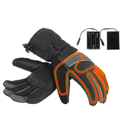 Orange Red Electric Heated Gloves Motorcycle Winter Waterproof Thermal Outdoor Skiing Warmer