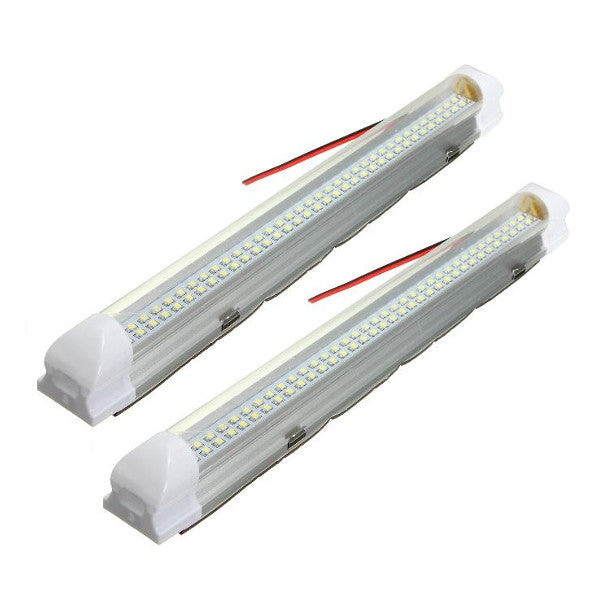 Gray Universal Interior 34cm LED Light Strip Lamp White 2Pcs with ON/OFF Switch for Car Auto Caravan Bus