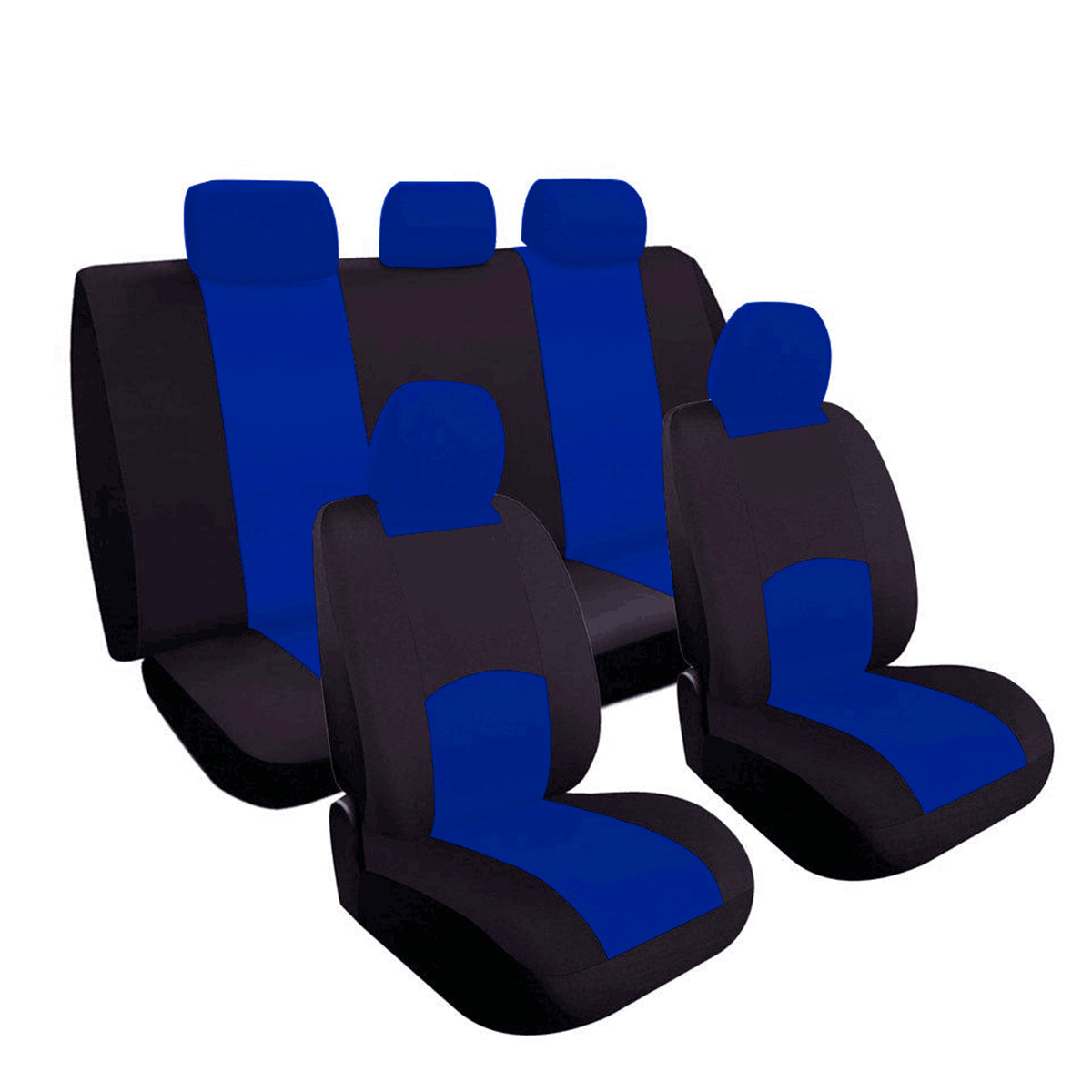 Dark Blue Universal Full Set Car Seat Covers Front Rear Fit For Sedan Truck SUV 5 Heads