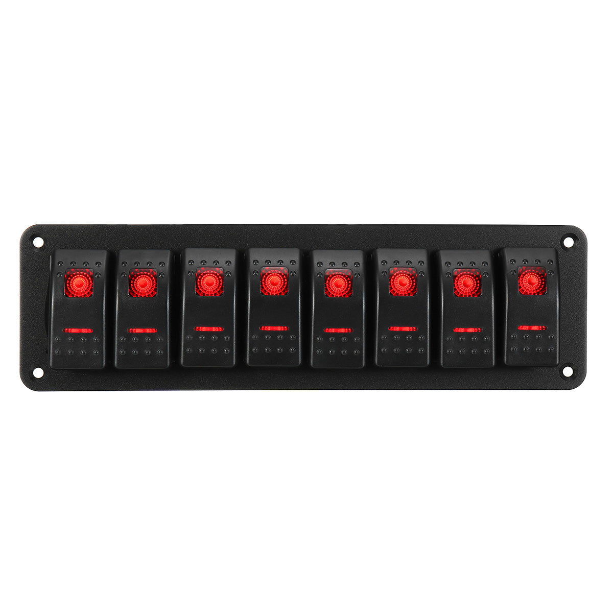 Orange Red 8 Gang LED Rocker Switch Panel Breaker Waterproof For Car Marine Boat