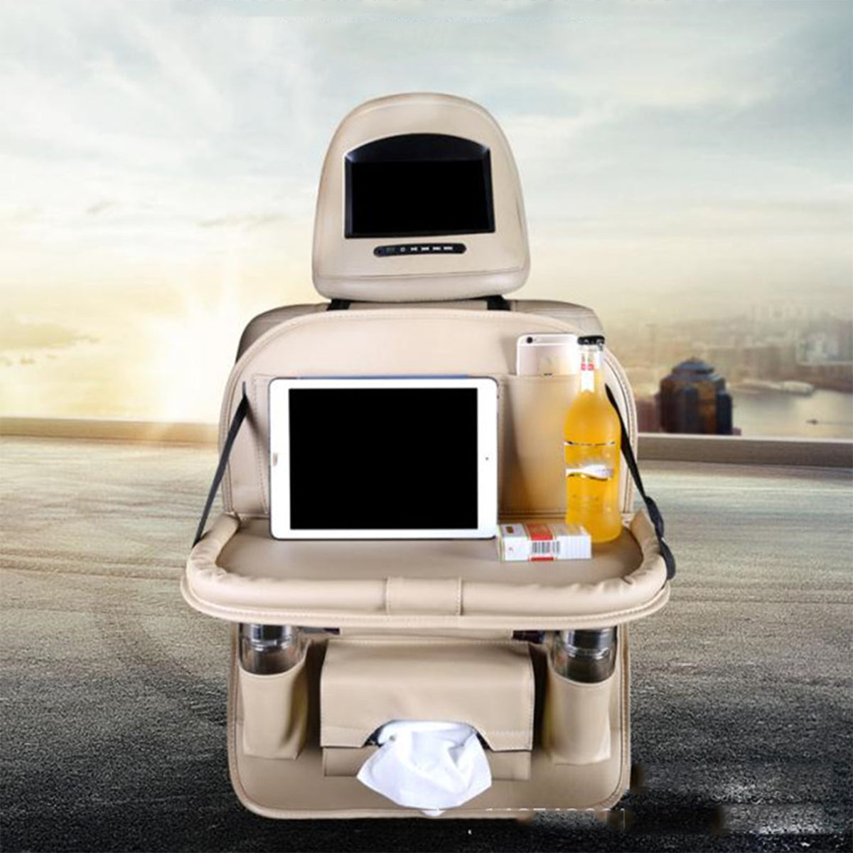 Goldenrod Car Seat Back Leather Kids Organizer Tidy Pocket Storage Bag Travel Holder Table