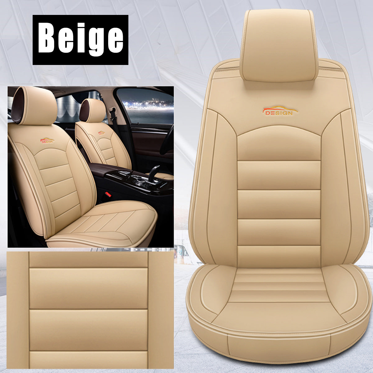 1/2Pcs Universal Car Front Seat Mat Breathable Cushion Pad Mat W/ Headrest Cover - Auto GoShop