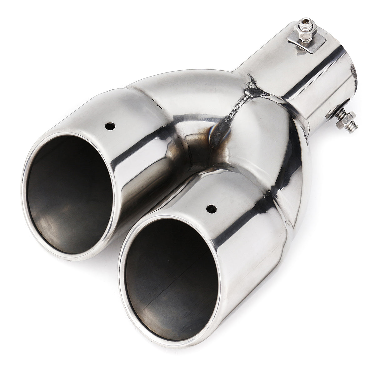 Black Universal Silver Double Outlet Exhaust Muffler Tip End Tail Pipe