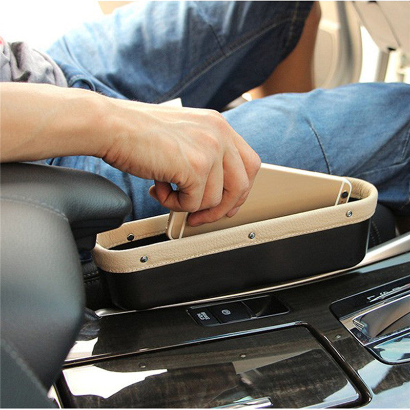 Leather Car Seat Storage Box Auto Seat Gap Pocket Phone Card Cigarettes Organizer - Auto GoShop