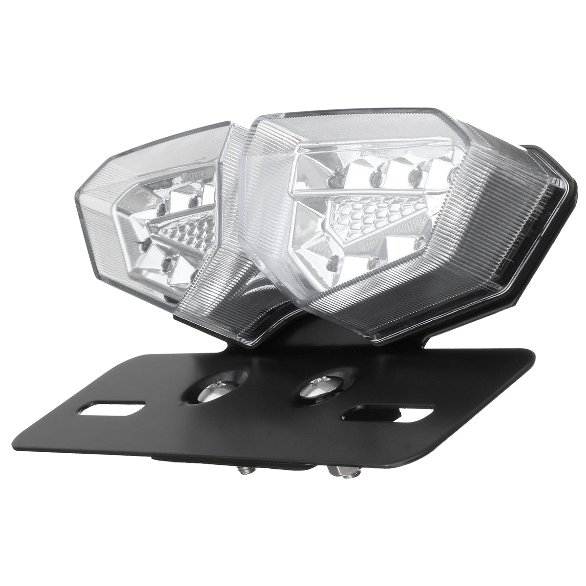 Gray 12V Motorcycle 18 LED Tail Brake Light Turn Signal License Plate Lamp Clear Lens