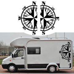 Gray 2PCS Side Stickers Decals Compass For VW Multivan Transporter Caravelle T4 T5 T6