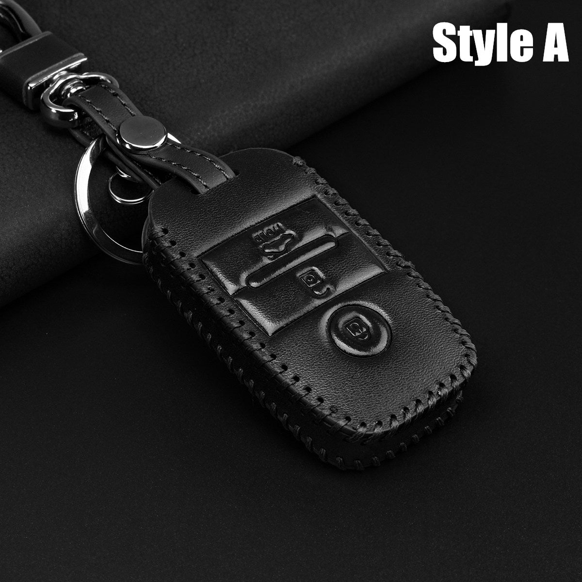 Dark Slate Gray PU Leather Smart Remote Car Key Case/Bag 3 Button Cover Protector Holder for KIA